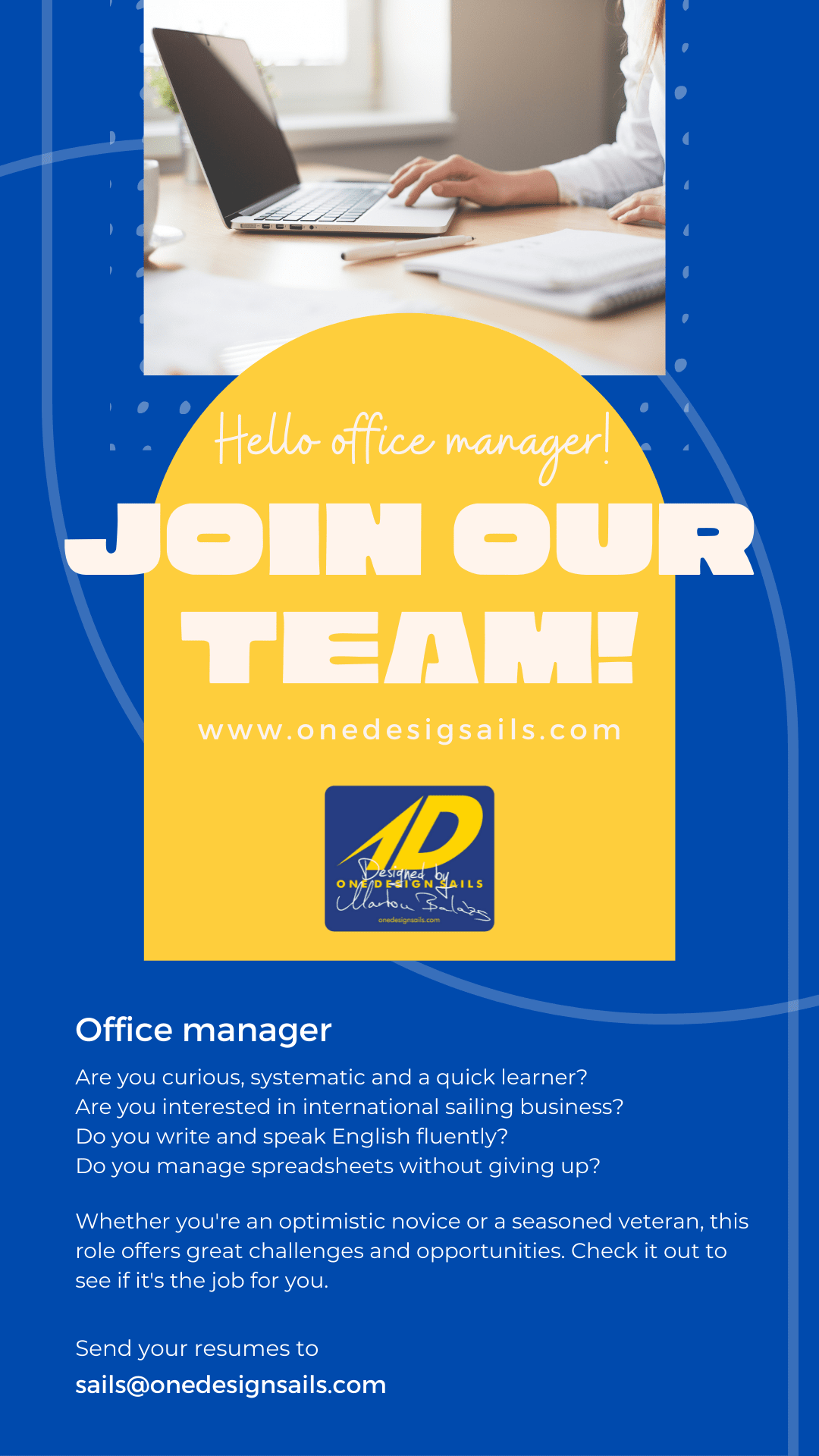 1D sails - office manager